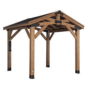 Backyard Discovery Norwood Cedar Wood Outdoor Gazebo Pavilion with Hardtop Galvanized Steel Peak Roof, Snow Support, Wind Resistance, PowerPort, variouse size, from $1799