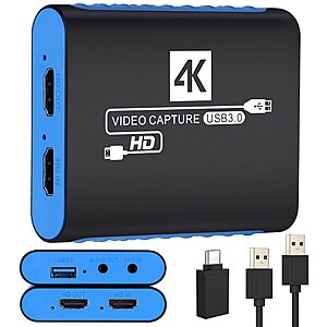 USB3.0 Capture Card for Streaming,YUY2 1080P 60FPS for Switch/PS5/Xbox/DSLR $19.99