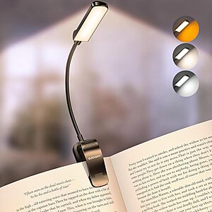 Glocusent 13-LED Rechargeable Book Light w/ 3 Colors & 5 Brightness Levels $4.85 + Free Shipping w/ Prime or on $35+