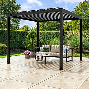 Backyard Discovery Sarasota Galvanized Steel Louvered Pergola Kit with Adjustable Roof, Shade, Rain Protection, High-Wind Rating, various size, from $1898.98