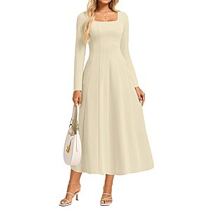 Grace Karin Women's Long Sleeve Fit & Flare Midi Dress w/ Pockets (Various) from $12.99 + Free Shipping w/ Prime or on $35+