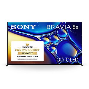 Sony 65 Inch BRAVIA 8 II QD OLED 4K HDR Smart Google TV (K-65XR80M2) $2498