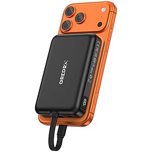 [AC] $14.99* | Grepro 10000mAh Magnetic Portable Power Bank w/ 22.5W USB-C Cable (Black) at Amazon