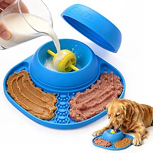 Kimdog 150ml 2-in-1 Enrichment Lick Bowl, Lick Mat & Interactive Rolling Ball, Dishwasher Safe $10.79