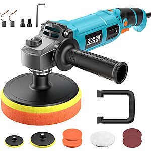 SEESII 1600W 6"/7" Corded Variable Speed Rotary Car Buffer Polisher w/ Detachable Handles, Various Pads & Accessories $29.67 + Free Shipping w/ Prime or on $35+