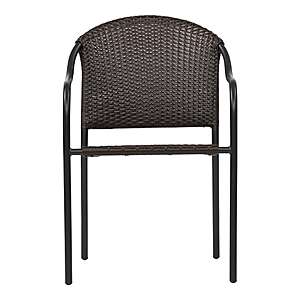 Style Selections Pelham Bay Wicker Stackable Matte black Steel Frame Stationary Dining Chair with Woven Seat one_size | CR-15S012W-BL $29.98