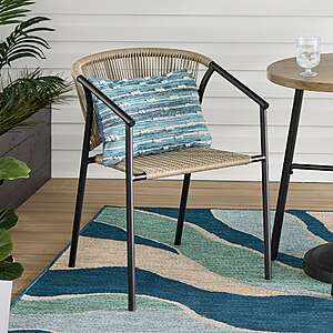 Style Selections Pelham Bay Wicker Stackable Matte black Steel Frame Stationary Dining Chair with Cream Woven Seat one_size | CR-25S126W $24.98