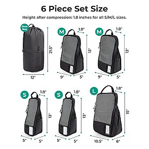 BAGSMART 6 Set Compression Packing Cubes for Travel Essentials $28.57