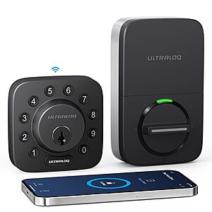 ULTRALOQ U-Bolt WiFi Smart Lock w/ Door Sensor (Black) $74.99 + Free Shipping