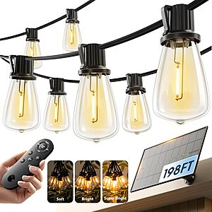 KYY 198' Outdoor Solar String Lights w/ Remote $29.49 + Free Shipping