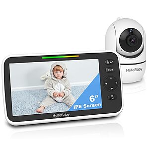 HelloBaby 6" No WiFi Video Baby Monitor with Camera Audio, 33H Battery $70