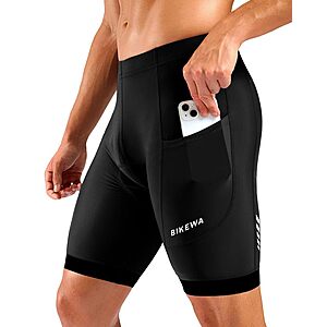 Bikewa Men's 7" 4D Padded Cycling Shorts w/ Side Pockets (size S-3XL, various colors) $14.83 + Free Shipping w/ Prime or on $35+