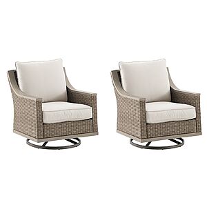 allen + roth Rosedale Set of 2 Wicker Tan Steel Frame Swivel rocker Conversation Chair with Off-white Cushioned Seat one_size | FRS81528CS $499