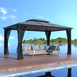 VEIKOUS 16-ft x 12-ft Hardtop Roof Aluminum Gazebo (Screen Included) | PG0201-1216-DL3BX-2 $998