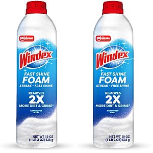 [S&S] 2 Pack 19 oz Windex Fast Shine Foam Glass Cleaner $3.78 + Free S&H w/ Prime or $35+
