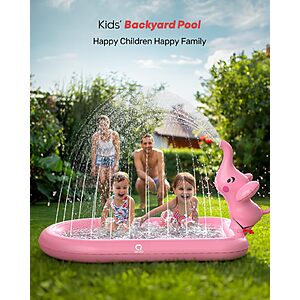 QPAU Splash Pads for Toddlers 1-3, Pink/Blue Elephant Toy $8.99 + Free S&H w/ Prime or $35+