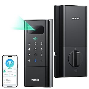 Desloc WiFi Palm Vein Smart Lock, K140Plus Rechargeable Li-ion Battery Keypad Deadbolt $ 85.99 at amazon after code $85.99