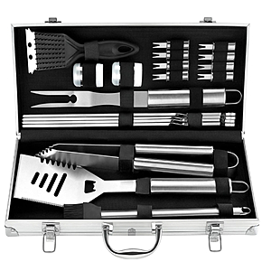 ROMANTICIST 20pcs Professional BBQ Accessories Set - Heavy-Duty Stainless Steel Grill Tool Kit $20.99