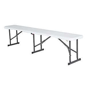 $39.98: Lifetime Portable Folding Bench, 6-Foot Fold-in-Half, UV-Resistant Seat, Powder-Coated Steel Frame