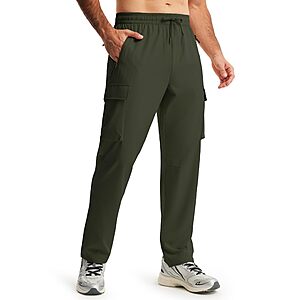 Men's Hiking Pants Cargo Track Athletic Clothing Army Green M $16.49