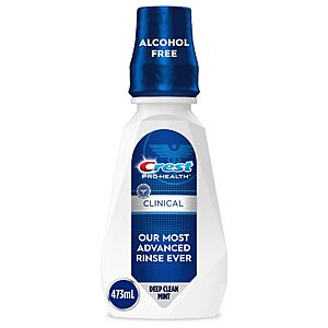 [S&S, AC] $22.10: Buy 2 Crest Pro-Health Clinical Mouthwash with CPC, Alcohol Free, Deep Clean Mint, 473 mL/16 fl oz (8 Count Total)