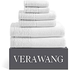 $27.99* | Vera Wang Sculpted Pleat Zero Twist Cotton Bath Towel (6-Pack, White) at Amazon