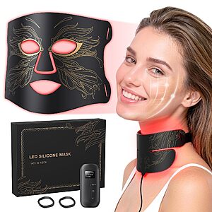 7-in-1 Red Light Therapy for Face & Neck, Skin-Friendly Silicone Red Light Therapy Mask with 324 LEDs $39.99