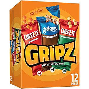 $3.99* | 12-Pk Gripz Mini Baked Snack Crackers (11-Oz Total, Variety Pack) at Amazon