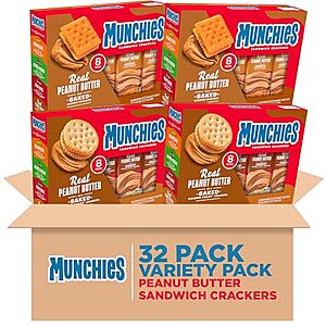 $11.99* | 32-pk 1.42-oz Munchies Sandwich Crackers Peanut Butter Variety Pack at Amazon (37.5¢ each)