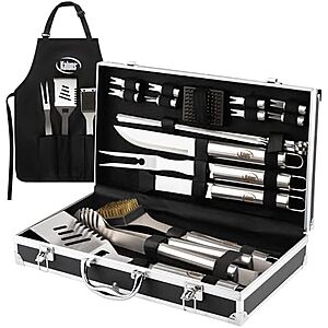 $27.99* | 21-pc Kaluns Heavy Duty Stainless Steel BBQ Grilling Tools & Accessories at Amazon