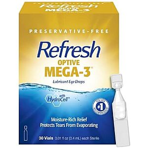 [SnS, AC] $6.50* | 30-Pack 0.01-Oz Refresh Optive Mega-3 Lubricant Eye Drops at Amazon