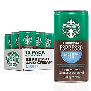[SnS, AC] $14.43* | 12-Pack 6.5oz Starbucks Ready to Drink Coffee (Espresso & Cream Light) at Amazon ($1.20 each)