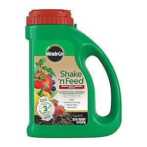 $13.06* | 4.5 lb. Miracle-Gro Shake 'N Feed Tomato, Fruit & Vegetable Plant Food at Amazon