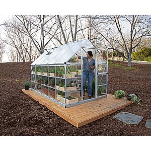 Palram - Canopia Hybrid 6' x 10' Polycarbonate Aluminum Greenhouse, Silver $493.27