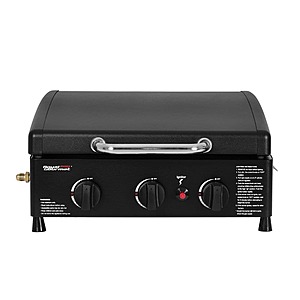 Royal Gourmet Portable 3-Burner Propane Griddle Grill with Hood Hood Handle, Removable Grease Cup, Stainless Steel Burners, Black, $109.99, FS, Home Depot
