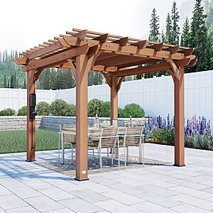 Backyard Discovery Beaumont Traditional Cedar Wood Pergola Kit with Trellis Roof, All-Season Durability, various colors & size, from $1099