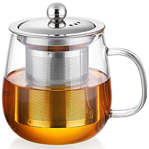 14.5-oz Dopudo Clear Borosilicate Glass Tea Cup w/ Stainless Steel Infuser and Lid  $9.99 + Free Shipping w/ Prime or on $35+