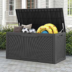 Uforic Lockable 100 Gallon Resin Deck Box, Black/Light Brown $59.99 + Free S&H at Walmart