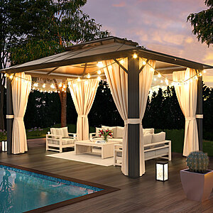$410: JolyDale 12 Ft. W x 10 Ft. D Outdoor Patio Gazebo with Hardtop Double Roof at Wayfair