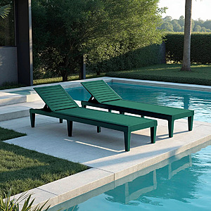 $122.99: (2-Pack) Latitude Run Adjustable Waterproof Outdoor Polyresin Chaise Lounge Chairs(Forest/Sage Green) at Wayfair