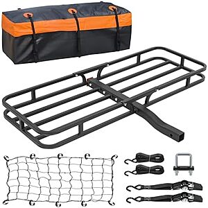 [Prime] $89.99* | 53" x 19" WEIZE Hitch Mount Cargo Carrier Basket w/ Waterproof Bag & Net/Straps at Amazon