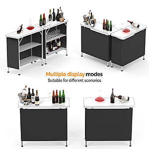 $56.40-$59.99 FS Walmart by Ktaxon 39" Foldable Bar Table, Mobile Bar with 3-Tier Shelves & Carry Bag - Perfect for Events, Pool Parties,