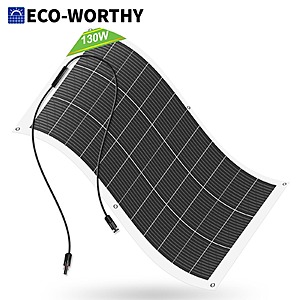 ECO-WORTHY 130W 12BB Flexible Solar Panel 23.5% High-Efficiency Waterproof Monocrystalline Lightweight $38.80 + Free Shipping