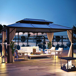 EROMMY 13 Ft. W x 10 Ft. D Hardtop Gazebo with Polycarbonate Double Roof $499 + Free Shipping at Wayfair