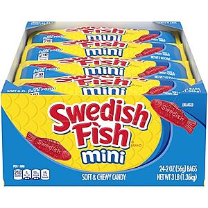 [SnS] $14.71 | 24-Pack 2-Oz Swedish Fish Mini Soft & Chewy Gummy Candy at Amazon
