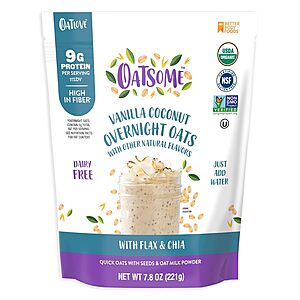 7.8-Oz Oatsome Vanilla Coconut Overnight Oats w/ Flax & Chia $3.85 w/ S&S + Free Shipping w/ Prime or on $35+