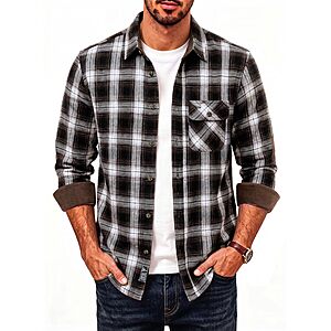 PJ PAUL JONES Men's Cotton Flannel Long Sleeve Button Down Plaid Work Shirt $14.5