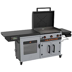 $898: Blackstone Bronco Outdoor Combo Griddle, 28 Inch XL 3-Burner Flat Top Grill with Vertical Smoker and Prep Cart at Walmart.com