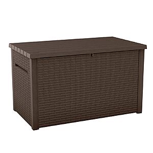 Keter Luma 230 Gallon Deck Box – Extra Large Lockable Outdoor Storage Container, Weather-Resistant Resin, Soft-Close Lid, Rattan Design for Patio, Pool & Garden Storage $239.98