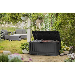 Keter Kentwood 92 Gal Outdoor Storage Box for Patio and Pool Accessories, various colors $79.99